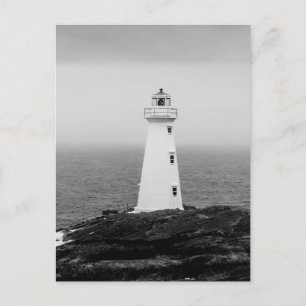 Black White Minimalist Lighthouse Postcard