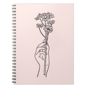Black & White Minimalist Line Art Spiral Photo Notebook
