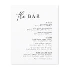 Black White Minimalist Modern Calligraphy Bar Menu