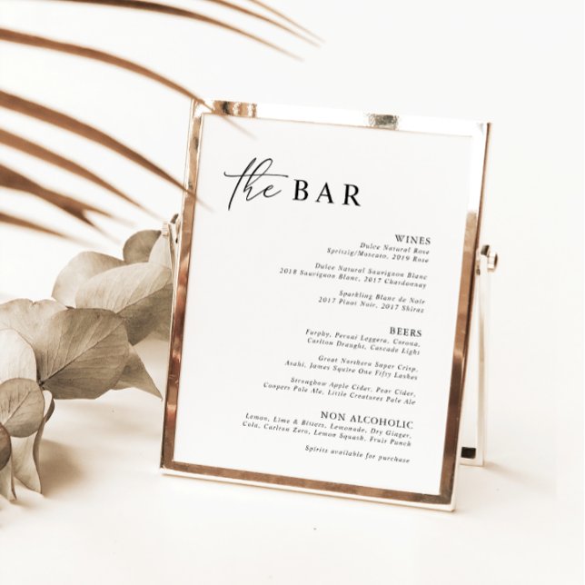 Black White Minimalist Modern Calligraphy Bar Menu (Creator Uploaded)