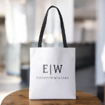 Black White Minimalist Modern Monogram Elegant Tote Bag<br><div class="desc">Introducing our Black White Minimalist Modern Monogram Elegant Collection: Elevate your style with understated sophistication and timeless charm. Our collection features minimalist designs in a soothing dusty blue hue, enhanced with elegant monograms tailored to your personal taste. From refined stationery to versatile accessories, each piece in our collection is meticulously...</div>