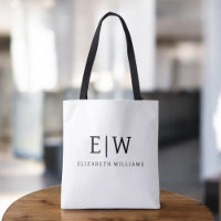 Black White Minimalist Modern Monogram Elegant
