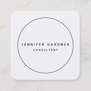 Black White Minimalist Modern Professional Plain Square Business Card