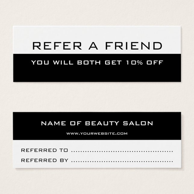 Black white minimalist modern Referral Card (Front & Back)