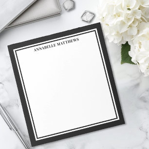 Black White Minimalist Monogram Notepad
