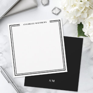 Black White Minimalist Monogram Square Card