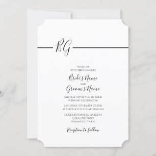 Black & White Minimalist Monogram Wedding Invitation