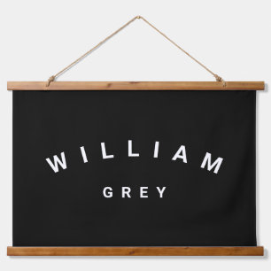 Black/White Minimalist Name Nursery Decor Hanging Tapestry