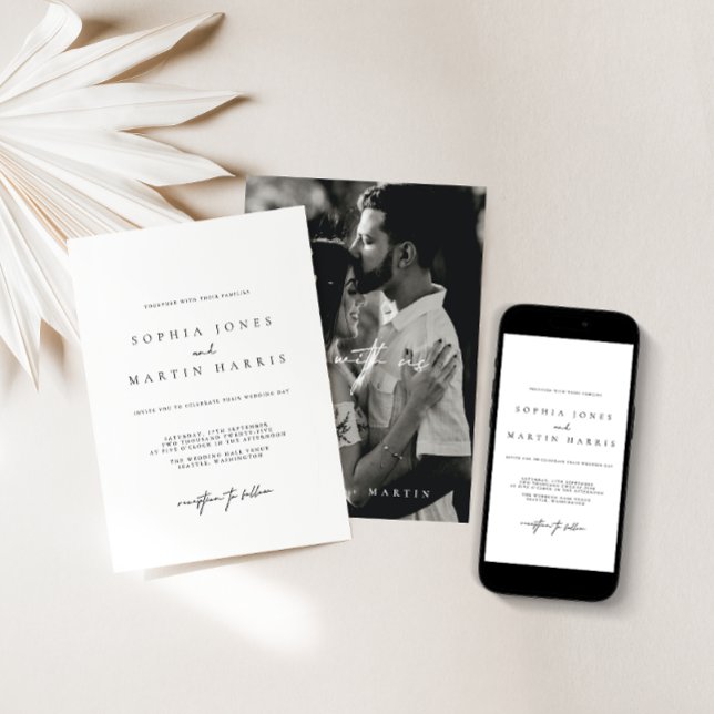 Black & White Minimalist Photo Wedding Invitation (Creator Uploaded)