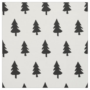 Black white Minimalist PINE TREE CHRISTMAS CUSTOM Fabric