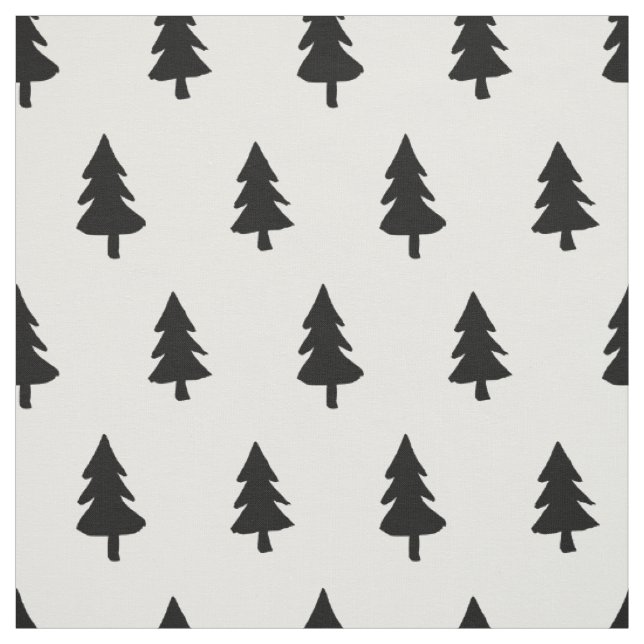 Black white Minimalist PINE TREE CHRISTMAS CUSTOM Fabric (Swatch)