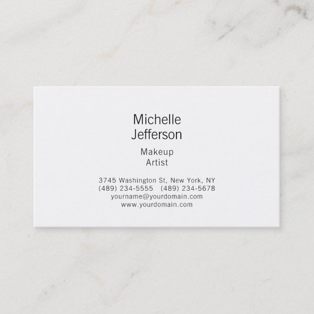 Black & White Minimalist Plain Modern Business Card (Front)