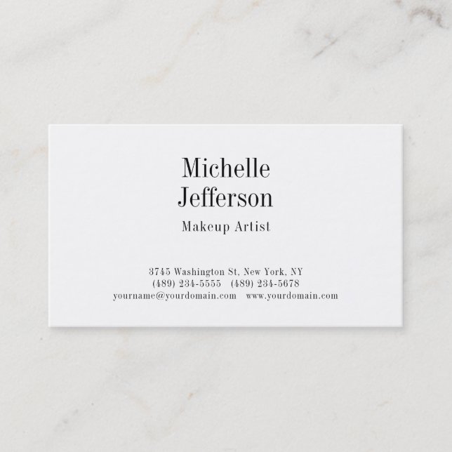 Black & White Minimalist Plain Modern Business Card (Front)
