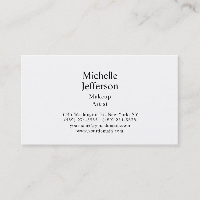 Black & White Minimalist Plain Modern Business Card (Front)
