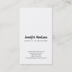 Black & White Minimalist Plain Modern Business Card