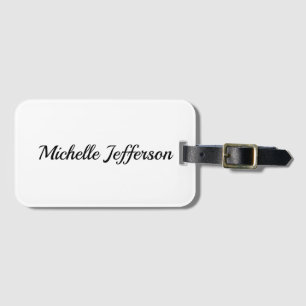 Black & White Minimalist Plain Modern Luggage Tag