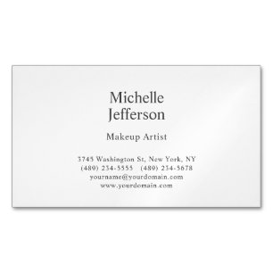 Black & White Minimalist Plain Modern Magnetic Business Card