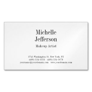 Black & White Minimalist Plain Modern Magnetic Business Card