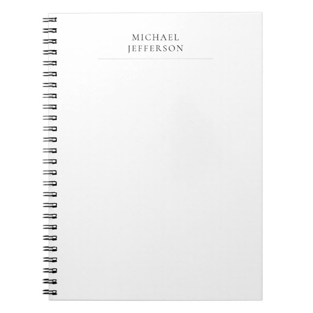 Black & White Minimalist Plain Modern Notebook (Front)
