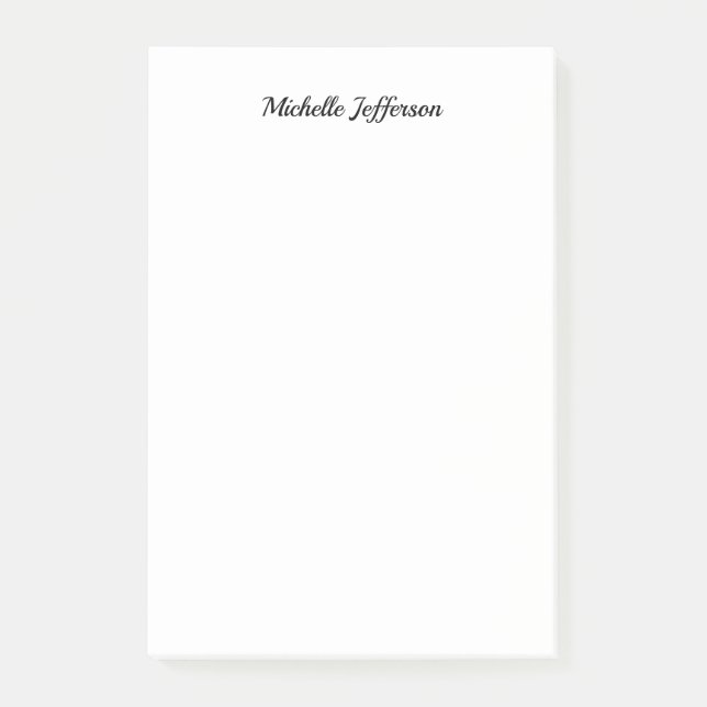 Black & White Minimalist Plain Modern Post-it Notes (Front)