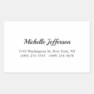 Black & White Minimalist Plain Modern Rectangular Sticker