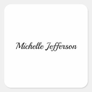 Black & White Minimalist Plain Modern Square Sticker
