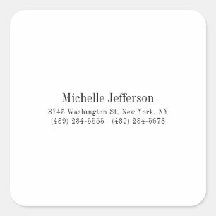 Black & White Minimalist Plain Modern Square Sticker