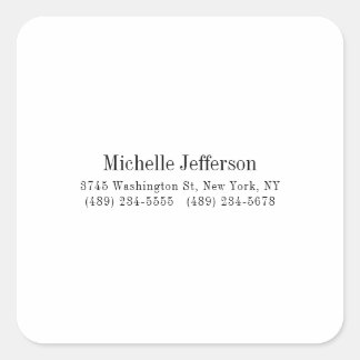 Black & White Minimalist Plain Modern Square Sticker