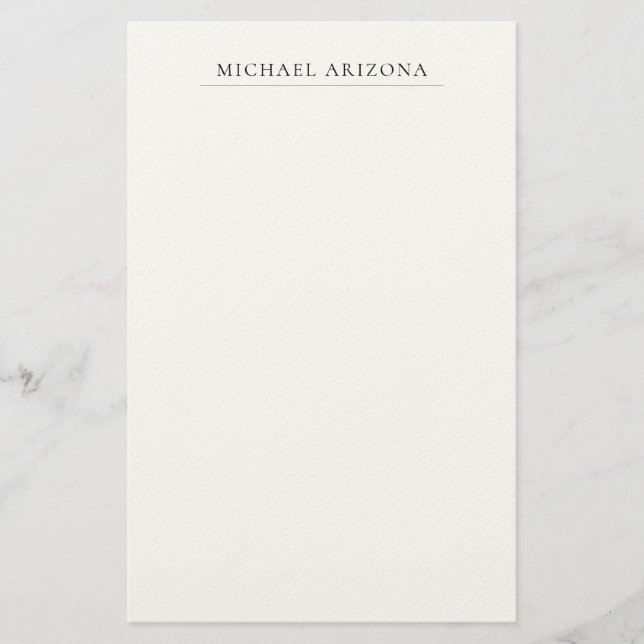Black & White Minimalist Plain Modern Stationery (Front)