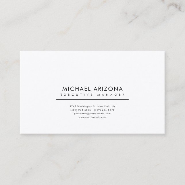Black & White Minimalist Plain Premium Silk Business Card (Front)
