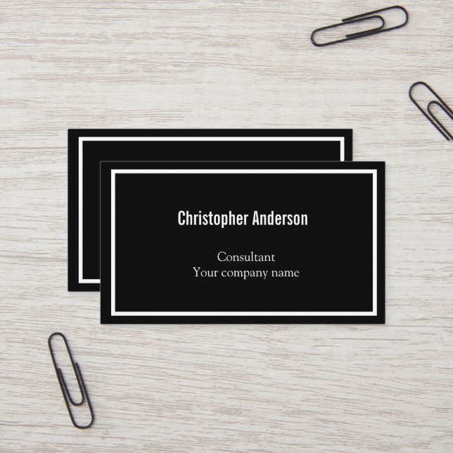Black White Minimalist Professional Corporate  Business Card (Front/Back In Situ)