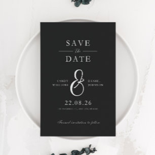 Black & White Minimalist Save The Date Invitation