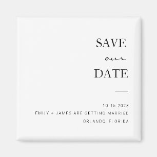 Black + White Minimalist Save The Date Magnet