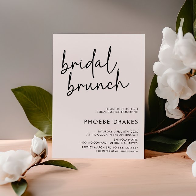 Black & White Minimalist Script Bridal Brunch Invitation (Creator Uploaded)