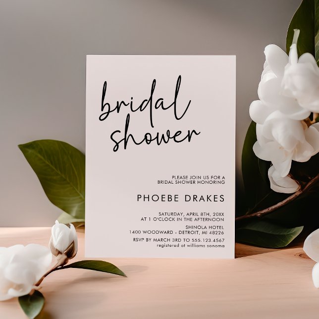 Black & White Minimalist Script Bridal Shower Invitation (Creator Uploaded)