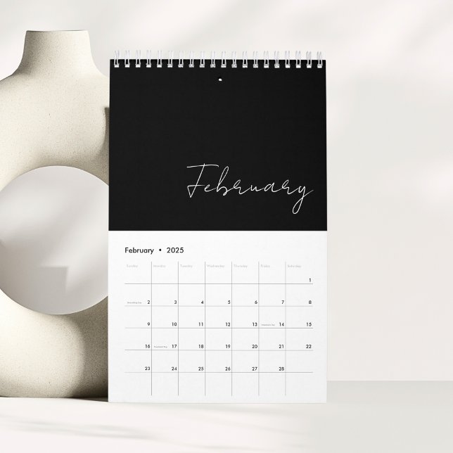 Black White Minimalist Script Typography Custom Calendar (Creator Uploaded)