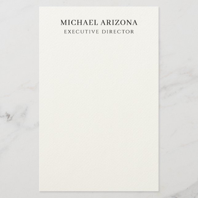 Black & White Minimalist Simple Chic Modern Plain Stationery (Front)
