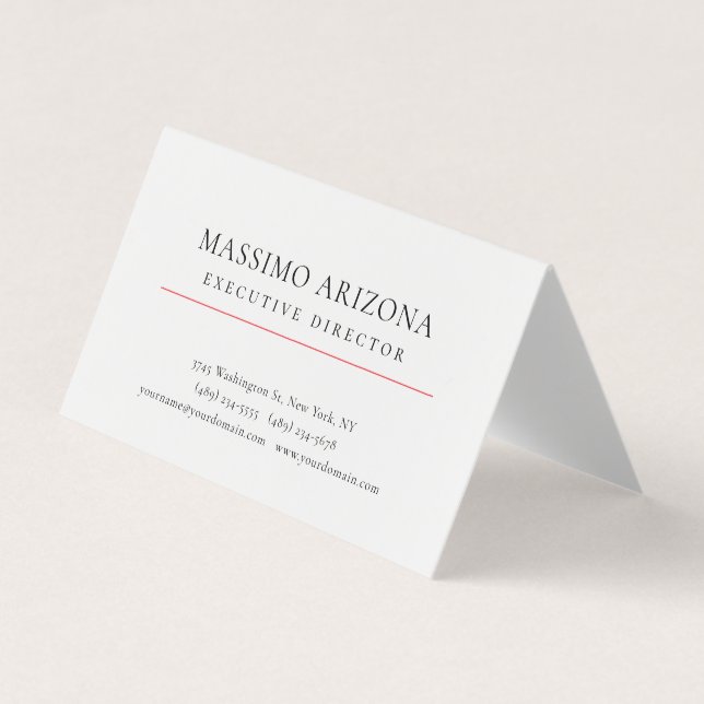 Black White Minimalist Simple Plain  Business Card (Front)