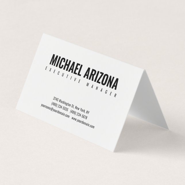 Black & White Minimalist Simple Plain  Business Card (Front)