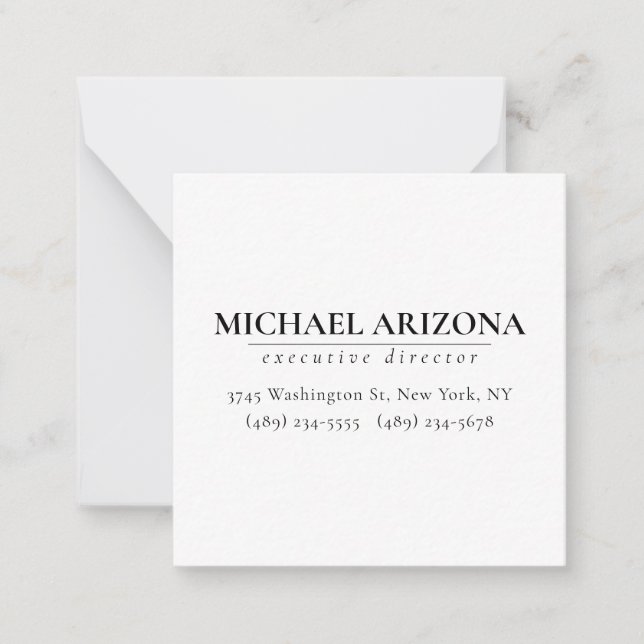 Black & White Minimalist Simple Plain  Card (Front)