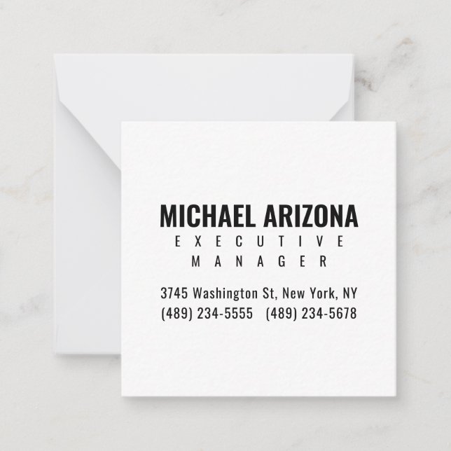 Black & White Minimalist Simple Plain  Card (Front)