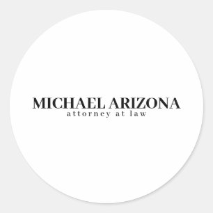 Black & White Minimalist Simple Plain  Classic Round Sticker