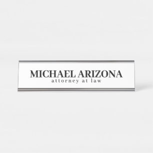 Black & White Minimalist Simple Plain Desk Name Plate