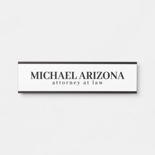 Black & White Minimalist Simple Plain  Door Sign (Front)