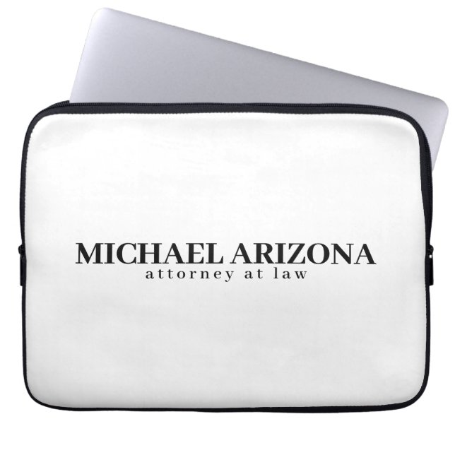 Black & White Minimalist Simple Plain  Laptop Sleeve (Front)