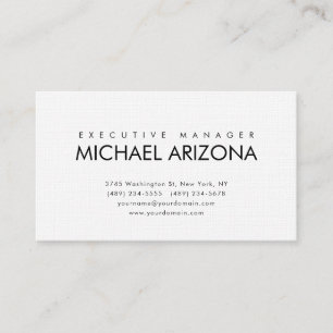 Black & White Minimalist Simple Plain Linen Business Card