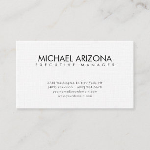 Black & White Minimalist Simple Plain Linen Business Card