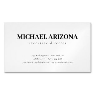 Black & White Minimalist Simple Plain Magnetic Business Card
