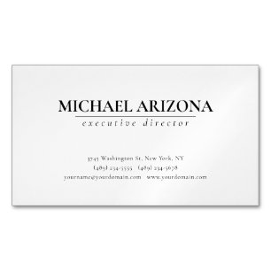 Black & White Minimalist Simple Plain Magnetic Business Card