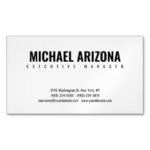 Black & White Minimalist Simple Plain Magnetic Business Card